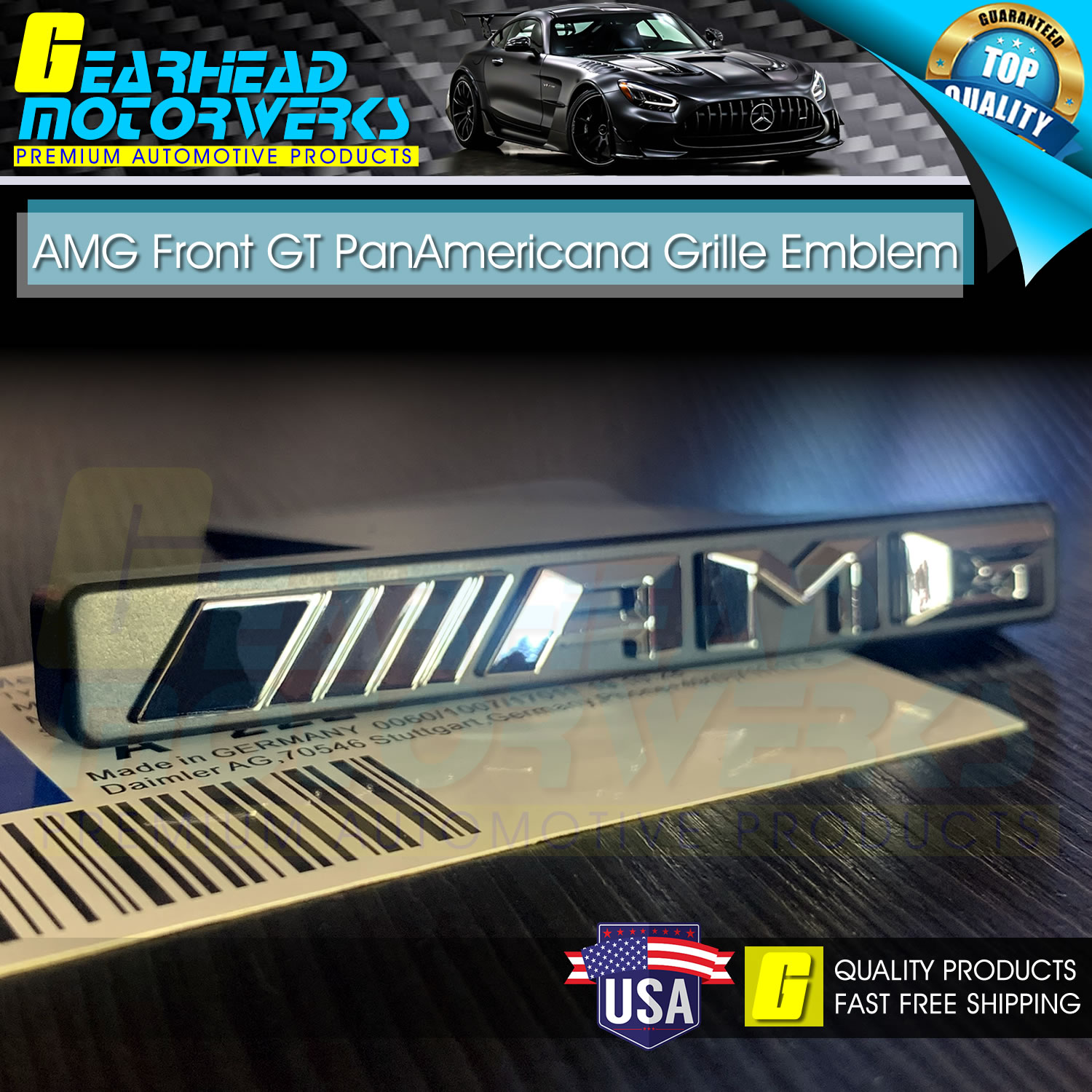 AMG Emblem GT PanAmericana Front Grille Chrome Badge Mercedes Benz