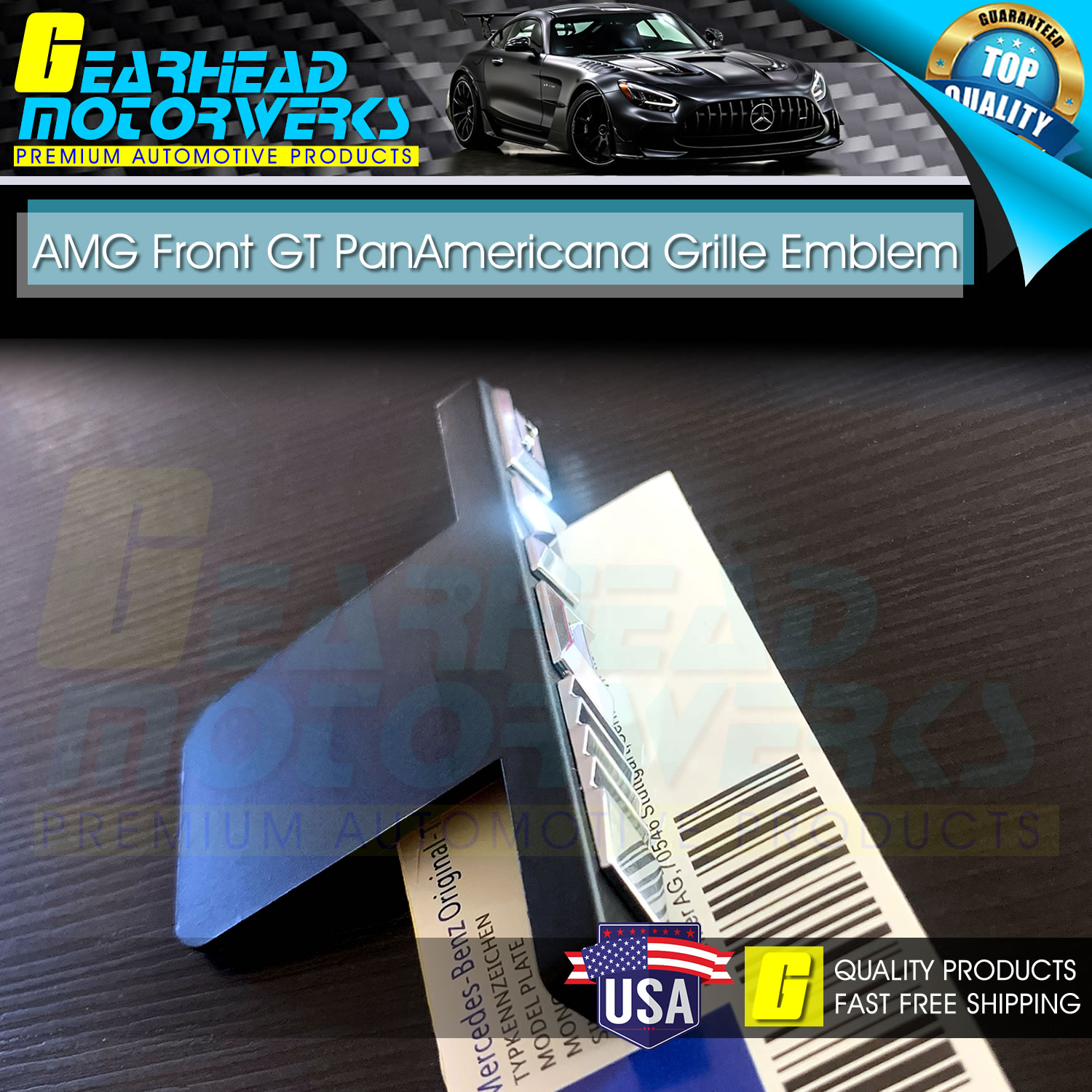 AMG Emblem GT PanAmericana Front Grille Chrome Badge Mercedes Benz