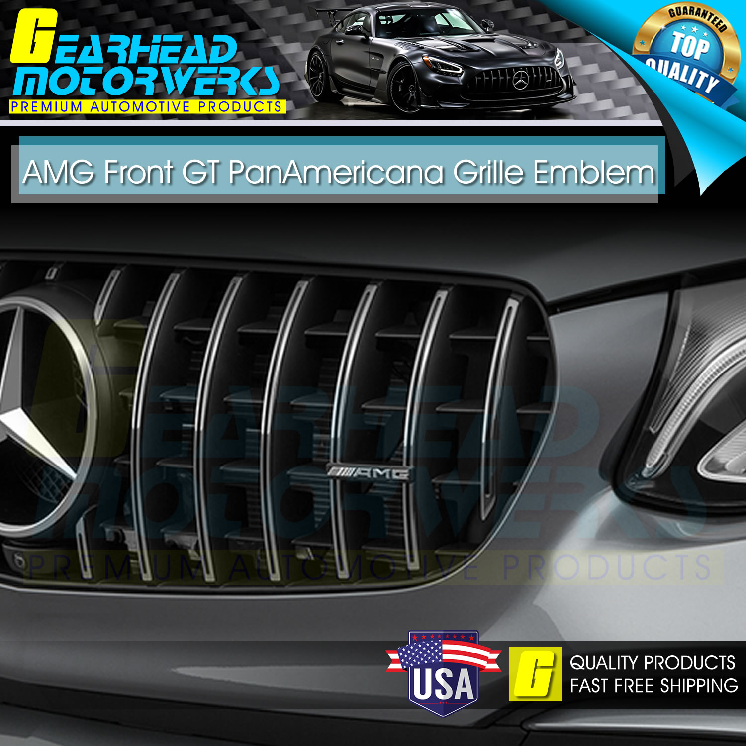 AMG Emblem GT PanAmericana Front Grille Chrome Badge Mercedes Benz