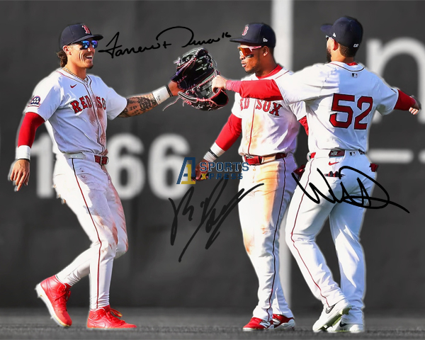 Jarren Duran Wilyer Abreu Ceddanne Rafaela Red Sox Signed Photo Autograph Print