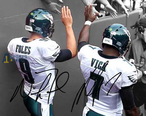 Nick Foles Michael Vick Signed Photo Autograph Print