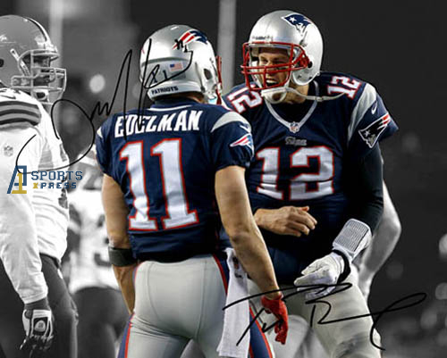 Tom Brady Julian Edelman Signed Photo Autograph Print
