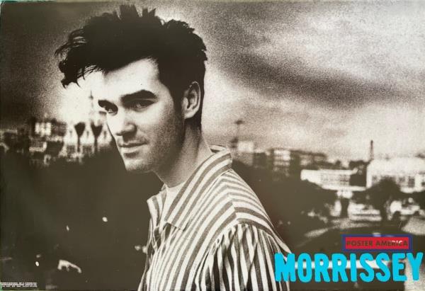 Morrissey Horizontal Black & White Portrait Shot w/ Blue Title